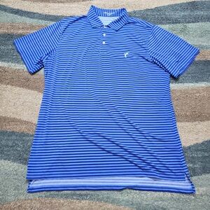 Draddy Sport XL Polo Blue Stripe Performance Shirt Made in USA
